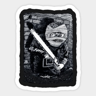 CHAINSAW MUMMY BW Sticker